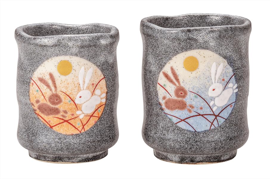 ナカマル『九谷焼』組湯呑月うさぎ K9-748