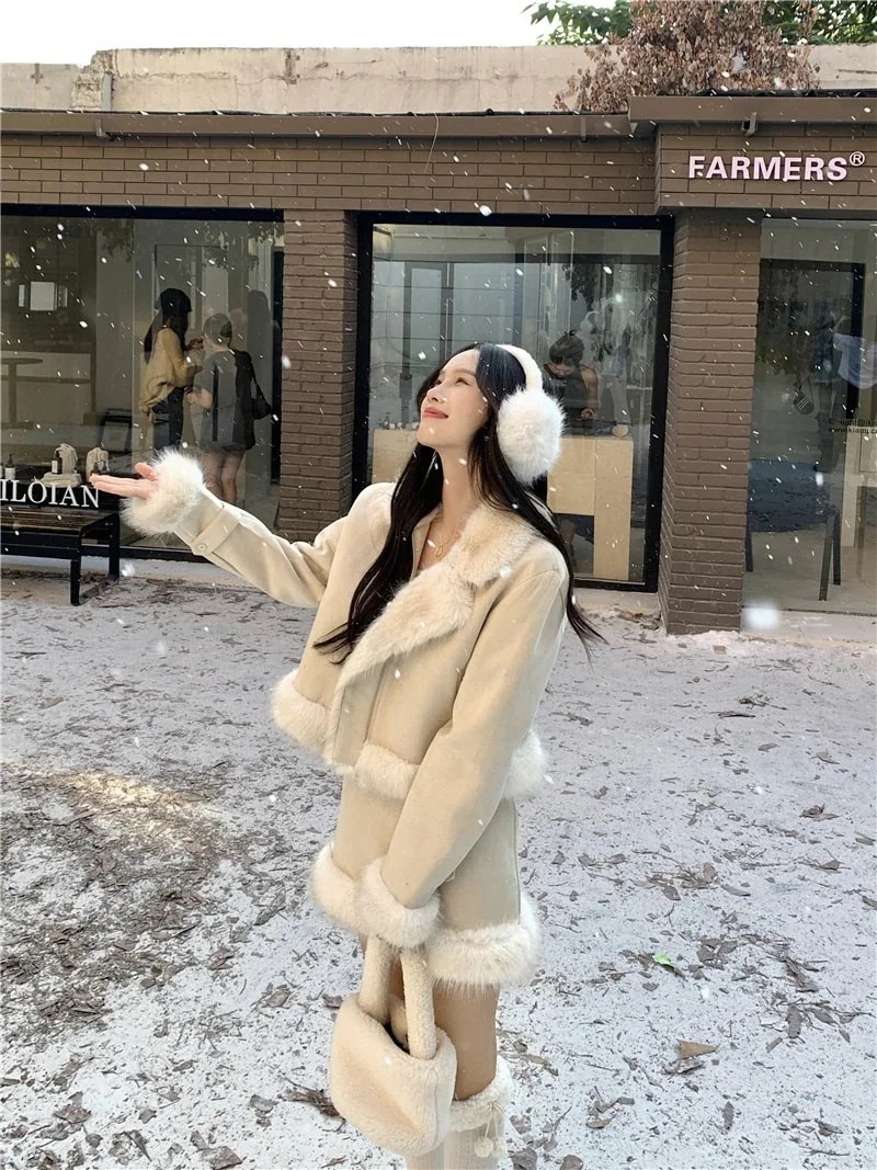 【2枚購入で200円 OFF！急速出荷】女性用春スーツスタイリッシュプラスフラシ襟厚みのあるキルティングジャケットハイウエストスカート2点セット