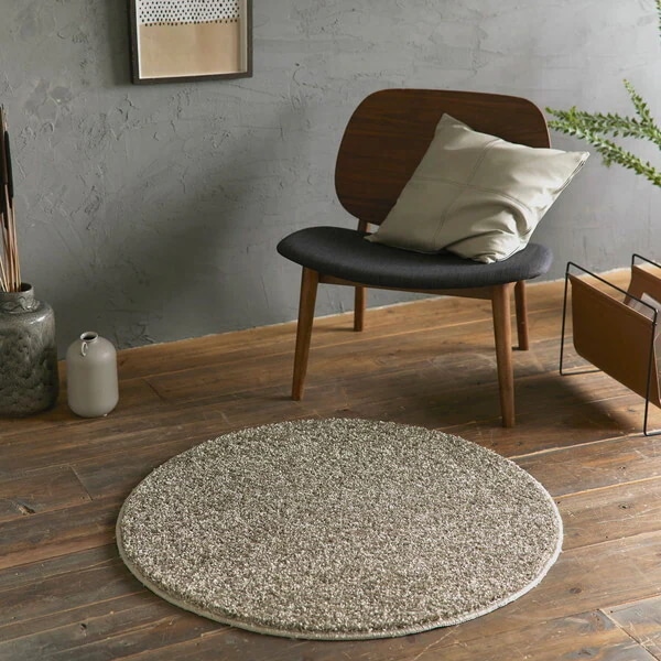 スミノエ ラグ Mルネ 円形 90×90cm オリーブ 防炎 13139894-68-9090 メーカー直送