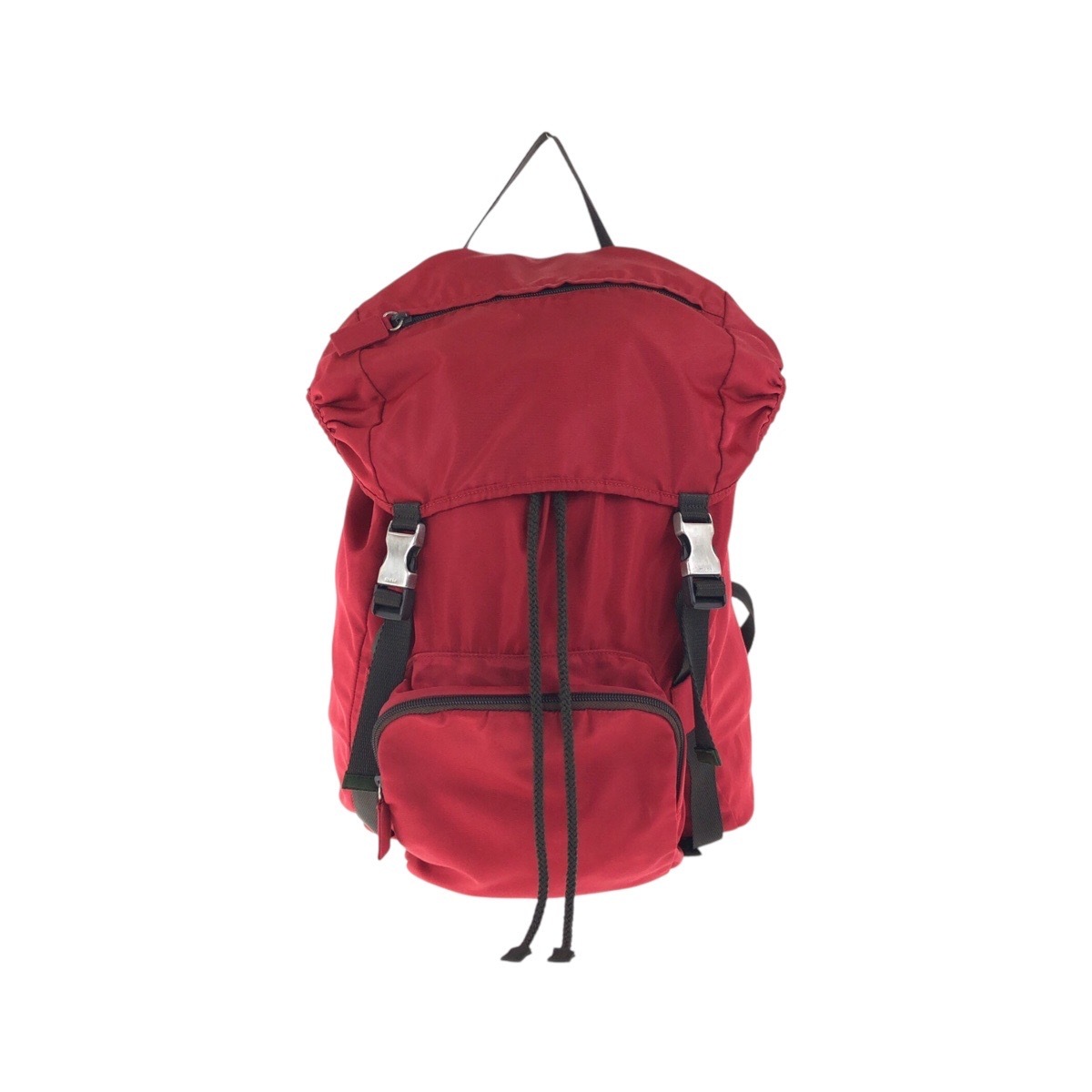 美品 テスート 三角ロゴプレート レッド カーキ シルバー金具 ナイロン リュックサック デイパック メンズ 502645