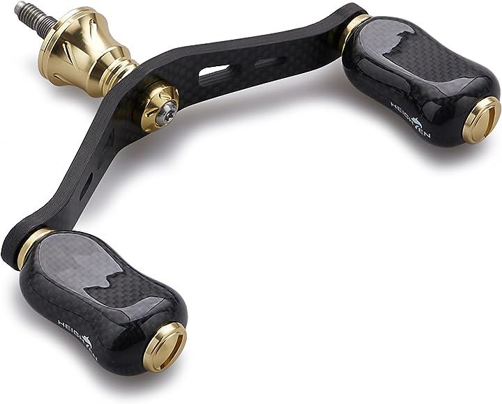 90mm リール ハンドル 21mm カーボン ノブ 搭載 シマノ ダイワ 通用 1.5K カーボン製 スピニングリール用 Gourd Series 751( ゴールド)