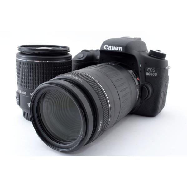 キヤノンキヤノン Canon EOS 8000D 標準&超望遠ダブルズームセット 美品 SDカード付き