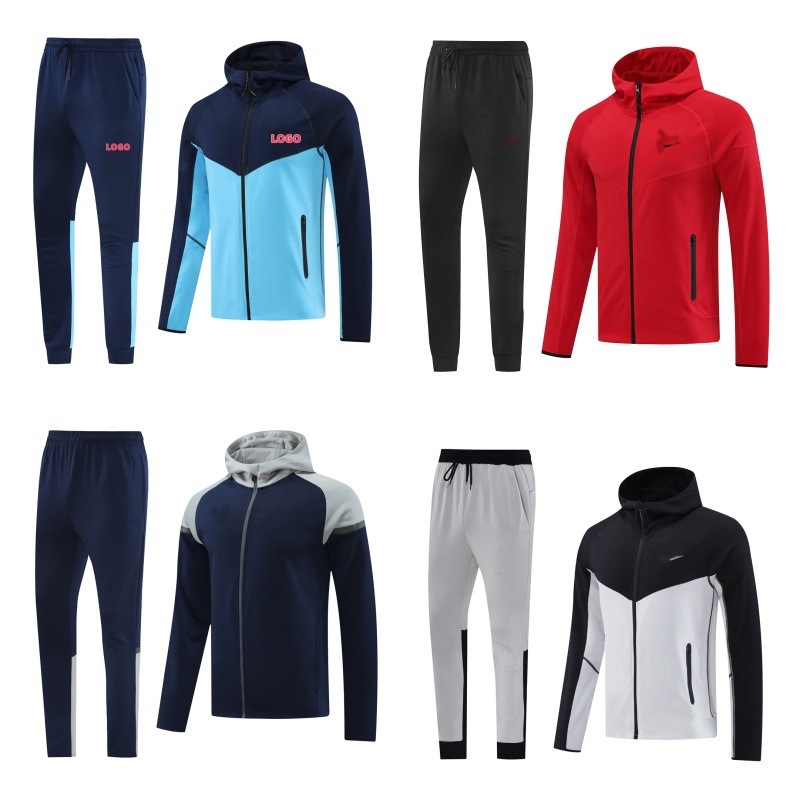 2024 秋冬フード付きジャケット新しいアウトドアスポーツルーズジャケットフィットネストレーニングコントラストカラーファッションカジュアルスーツ