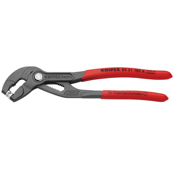 KNIPEX クニペックス スプリングホースクリッププライヤー 滑り防止プラスチックコーティング 全長180mm 8551-180A 工具