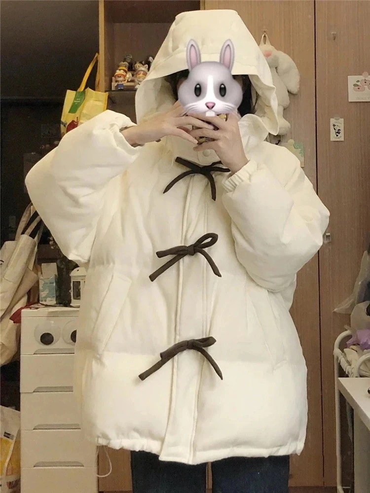 ミルクフフダウンジャケット女性用2024韓版厚手白綿コート学生上着