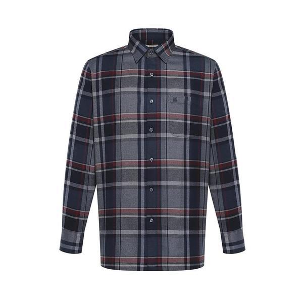 起毛ポリ混紡ラージチェックシャツ レギュラーフィット ネイビー___DKW2SHCL132N1