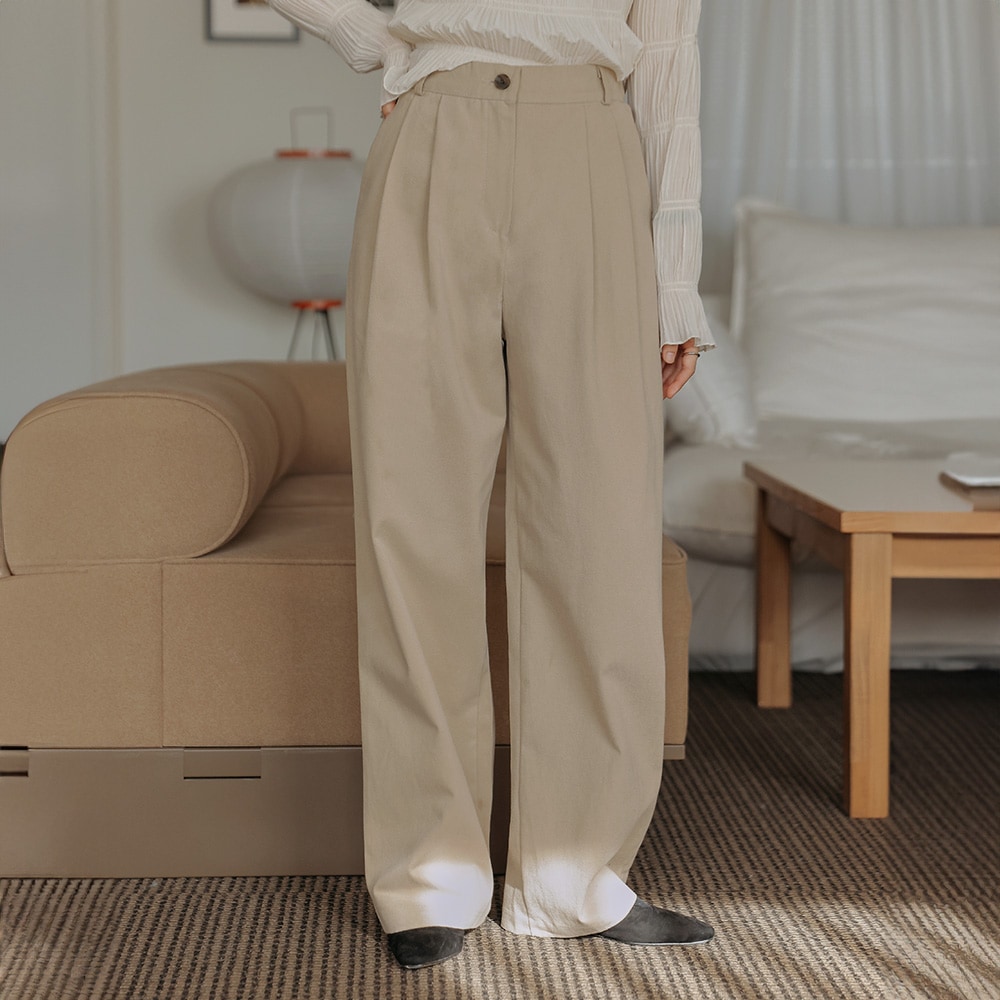 スコーン起毛ピンタックワイドバンディングパンツ