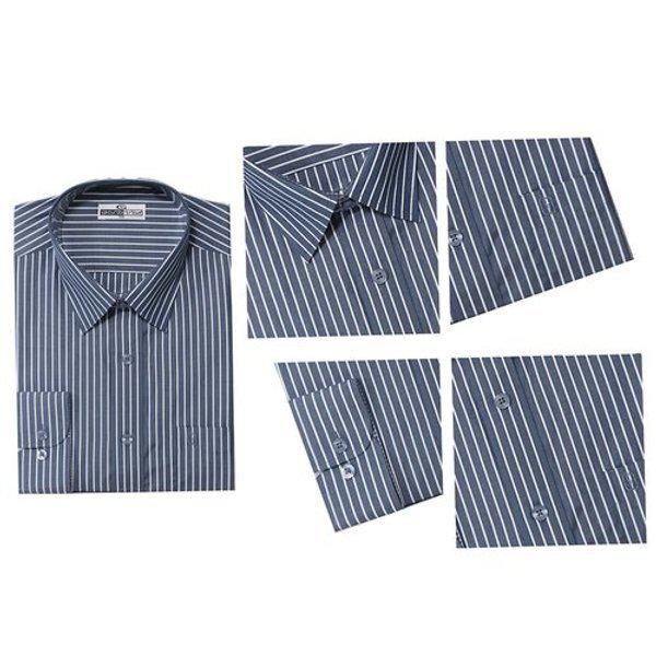 メンズ 国産 ストライプ カラーネック 長袖ワイシャツ SJ-SHA-49