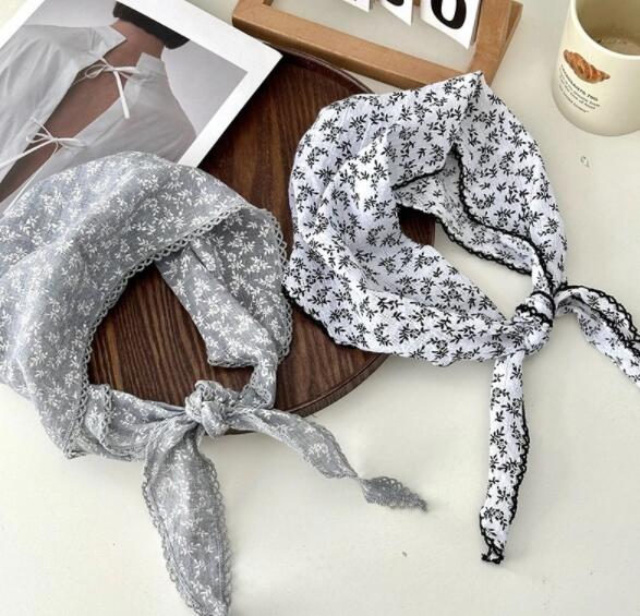 スカーフ ヘッドスカーフ 新しい春と秋の花のネッカチーフコットンヘッドバンドヘアバンドネックスカーフ シルクスカーフ