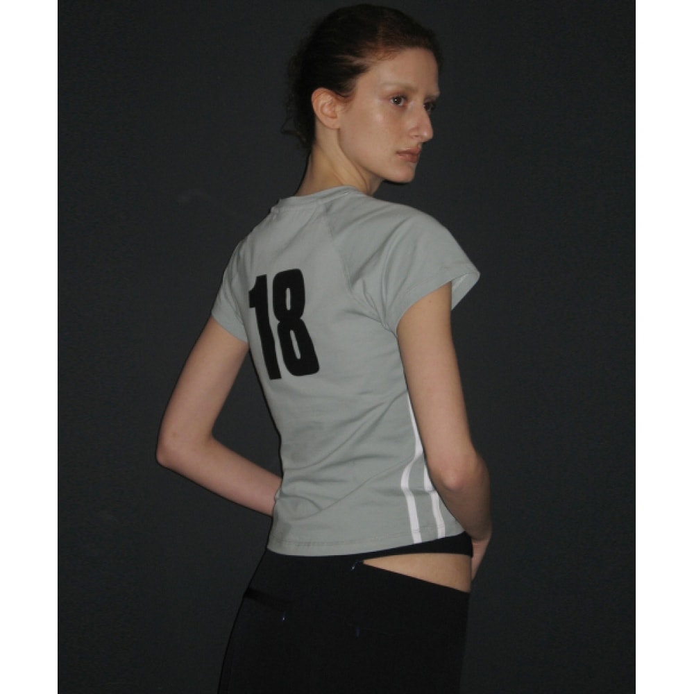 PARTIMENTO 女性用ナンバリングプリントティー_ダスティミント