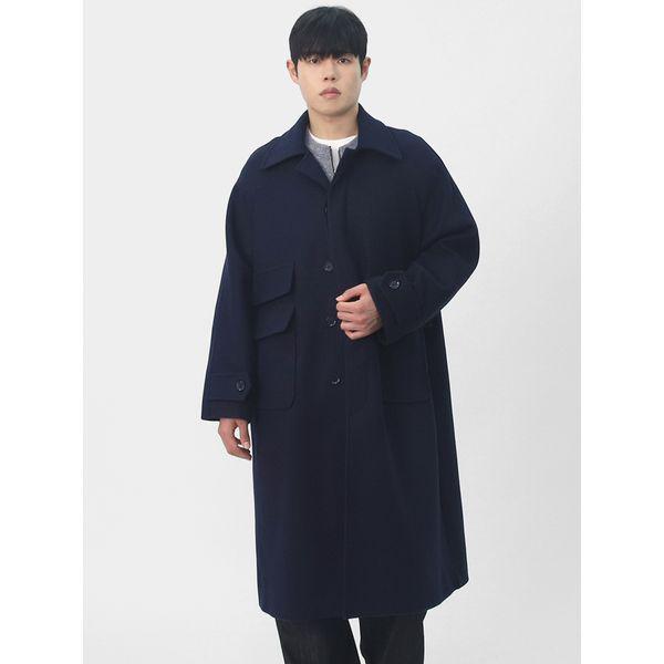 メンズソフトシルエットラグランスリーブウール混紡バルマカンロングコート SAZ001_P415107545