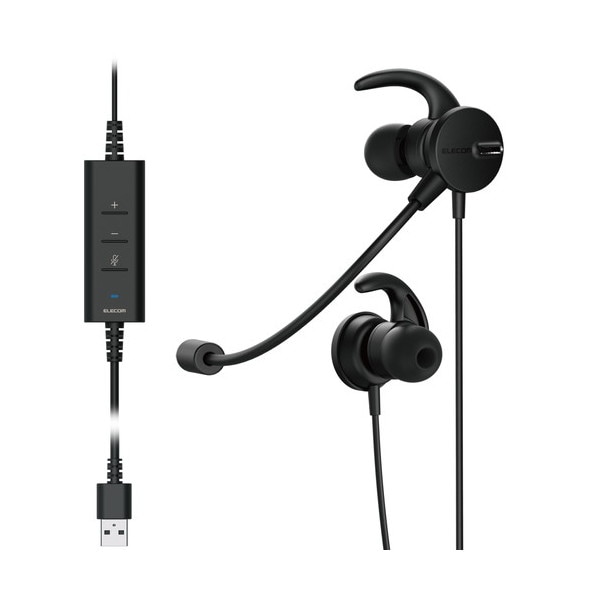 HS-EP101UNCBK ヘッドホン 無指向性 マイク付きイヤホン 有線 USB 接続 ステレオ 両耳 イヤホンタイプ ブラック メーカー直送