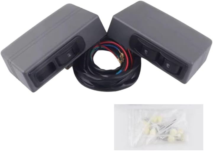 後付パワーウィンドウキット DC12V 汎用 2ドア用 左右セット 手回し窓車対応 軽トラ 商用車 旧車 バン用 (グレー)