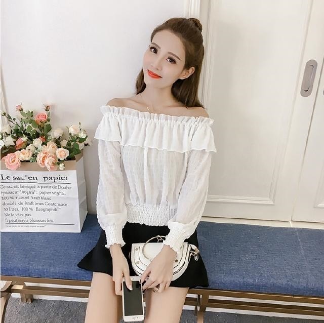 2265.フリルオフショルダーブラウス(ホワイト) 2019 春夏 新作 大人 かわいい カジュアル OL 20代 30代 デート服 女子会 100,000円