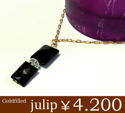 julipオニキスクリスタル水晶ゴールドゴールドフィルドネックレス/ロングネックレス/ゴールド/Go