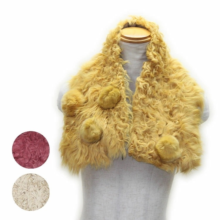 カルガンラム ファー マフラー ラビットぼんぼり付 レディース ギフト プレゼント 7,304円