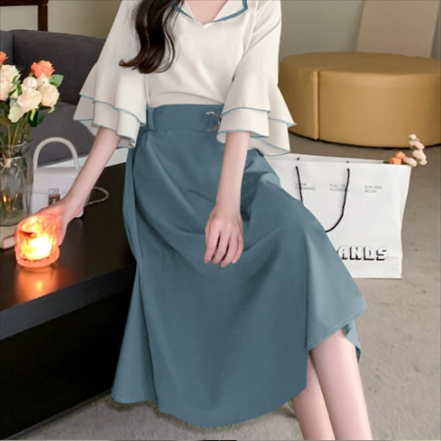 ベルティングスカート 2色 ロングスカート ロング丈 ミモレ丈 ひざ下丈 フレア Aライン ハイウエスト かわいい 大人可愛い きれいめ シンプル カジュアル 大人 上品 おしゃれ