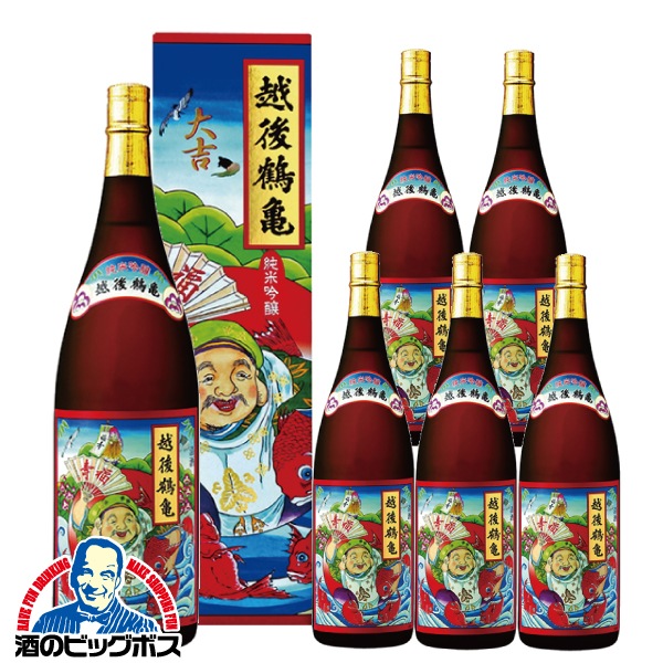 日本酒 純米吟醸 越後鶴亀 招福神 純米吟醸 化粧箱入り 1800ml×1ケース/6本(006)『FSH』【本州のみ　送料無料】