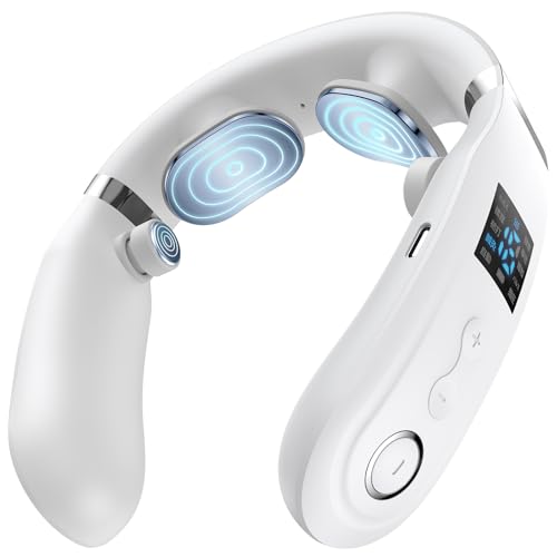 ネックケア 首 リラクゼーション器 2025新設計 (加温×振動×EMS&TENSのW効果) 日本語音声ガイダンス 軽量 首元リフレッシュ ネックリラックス ホットケア USB充電式 コードレス 10