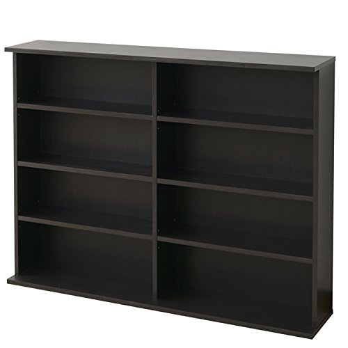 色：ダークブラウン 山善 本棚 幅120.5*奥行22*高さ92cm スリム 棚板可動 連結パーツ付本棚