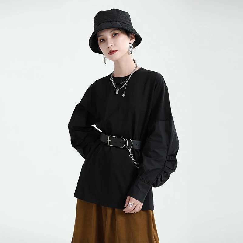 2024新しいガーディアンの女性デザイン感怠惰な風ロンTフェイクレイヤード長袖Tシャツ 6,229円