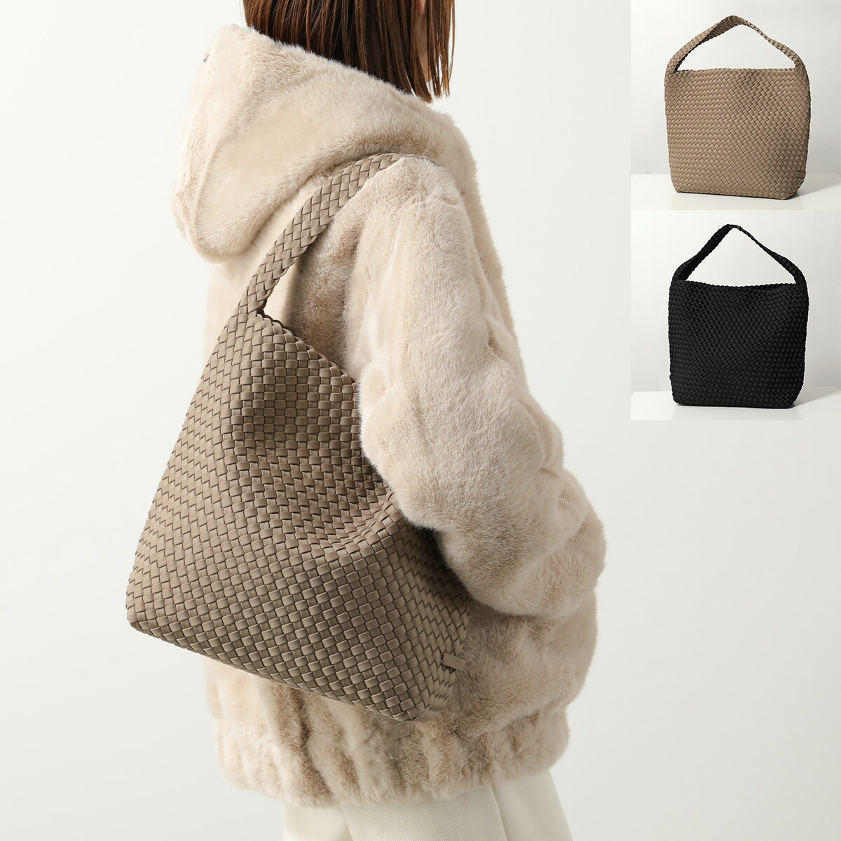 NAGHEDI ナゲディ トートバッグ Nomad Medium Hobo SN04023LD レディース ネオプレン メッシュ 編み込み ポーチ付き 鞄 カラー2色