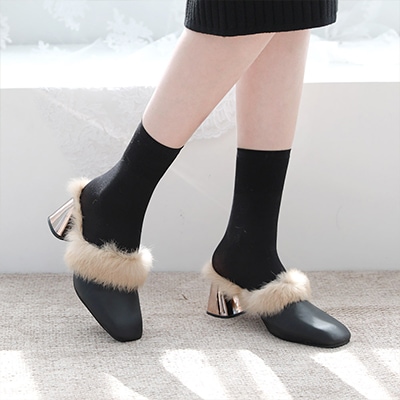 ファー敷地の暖かミュールパンプスTW8049