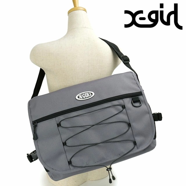 オーバルロゴ バンジーコード メッセンジャーバッグ [105251053007] メンズ・レディース Xgirl 鞄 ショルダーバッグ 通勤 通学 GREY 正規取扱店 8,030円