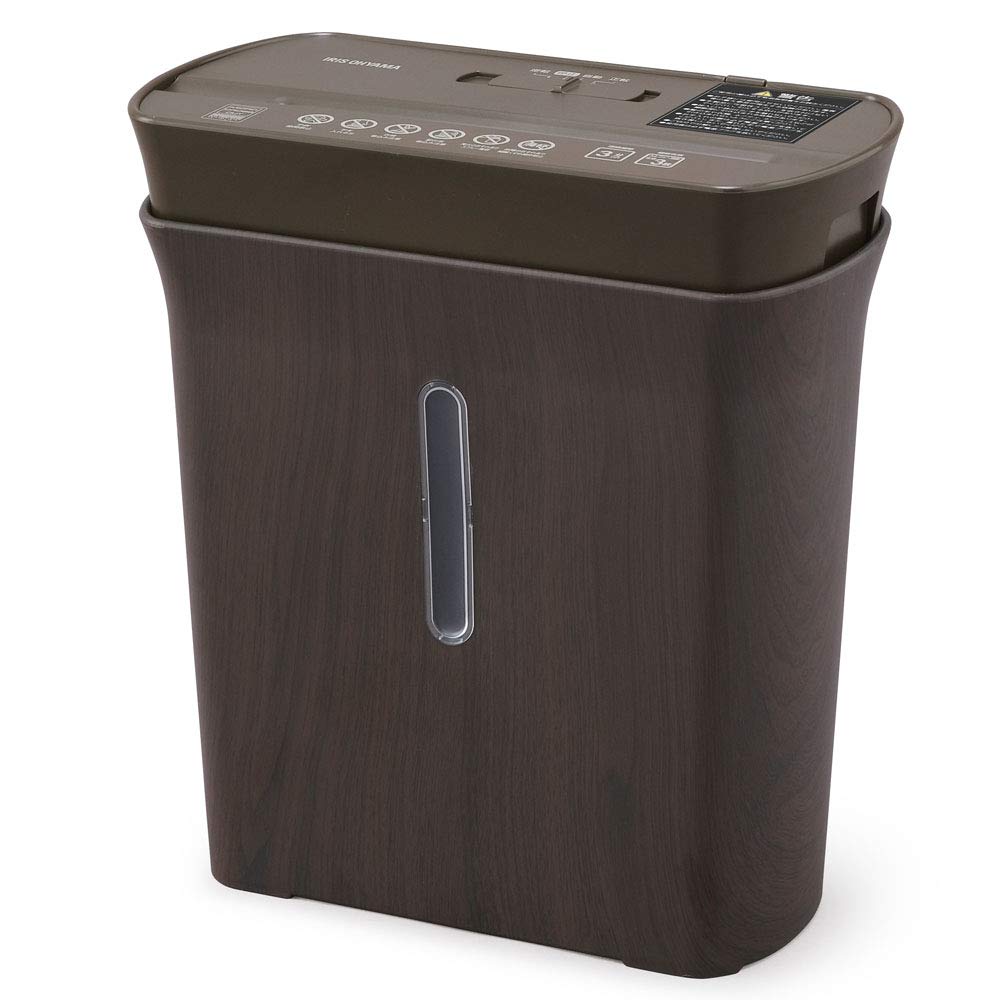 アイリスオーヤマ 細密シュレッダー 家庭用 マイクロクロスカット 細断枚数3枚 ホチキス対応 連続使用3分 ダストボックス8.9L A4/120枚収容 P3GMD-T ブラウン