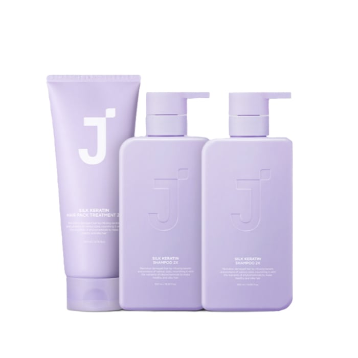 シルクケラチン企画セット / シャンプー500ml × 2本 ＋ ヘアパックトリートメント200ml × 1本