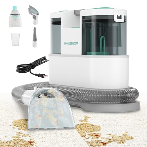 HAUSHOF 【2024新型】 カーペットクリーナー リンサー洗浄機 400W カーペット洗浄機 超強力吸引 布製品クリーナー 布洗浄機 スチームクリーナー 水漏れ防止 乾湿両用 お湯対応可能 絨毯