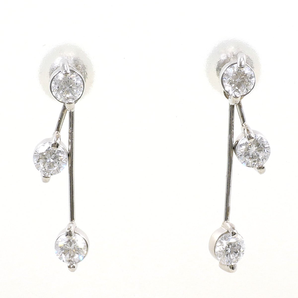 PT900 プラチナ ピアス ダイヤモンド 0.40 ct カード鑑別書 総重量約2.1g 中古