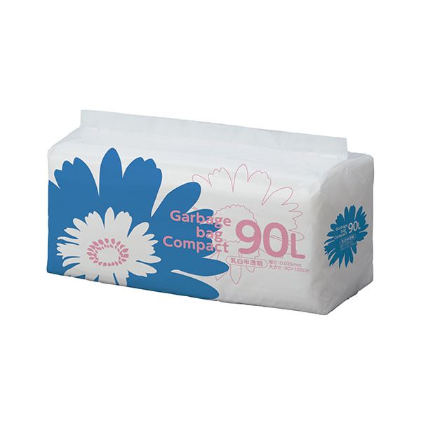 TANOSEE ゴミ袋 コンパクト乳白半透明 90L 1セット（300枚：50枚x6パック）