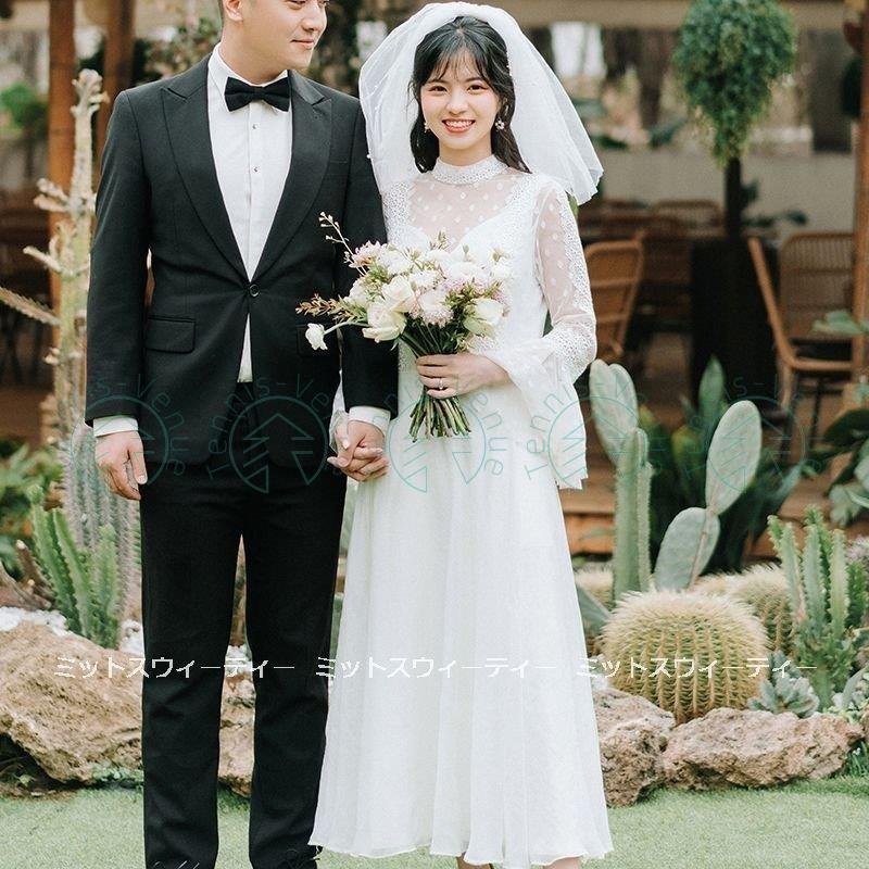 ウエディングドレス 二次会 花嫁 前撮り ウェディングドレス Aラインドレス ロングドレス 結婚式