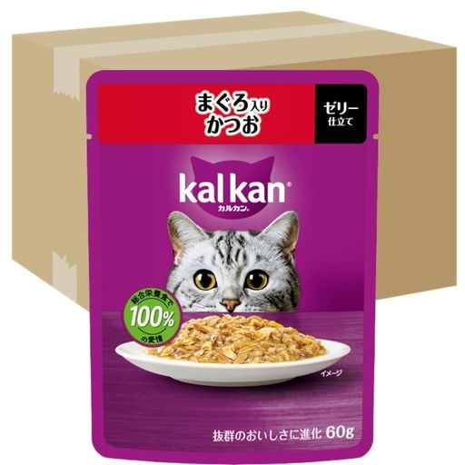 カルカン パウチ 1歳から 60G×120袋(12袋入り×10箱) まぐろ入りかつお 成猫用 ウェットフード キャットフード 総合栄養食 水分補給 毎日食べることを考えたウェット 猫 KAL KAN