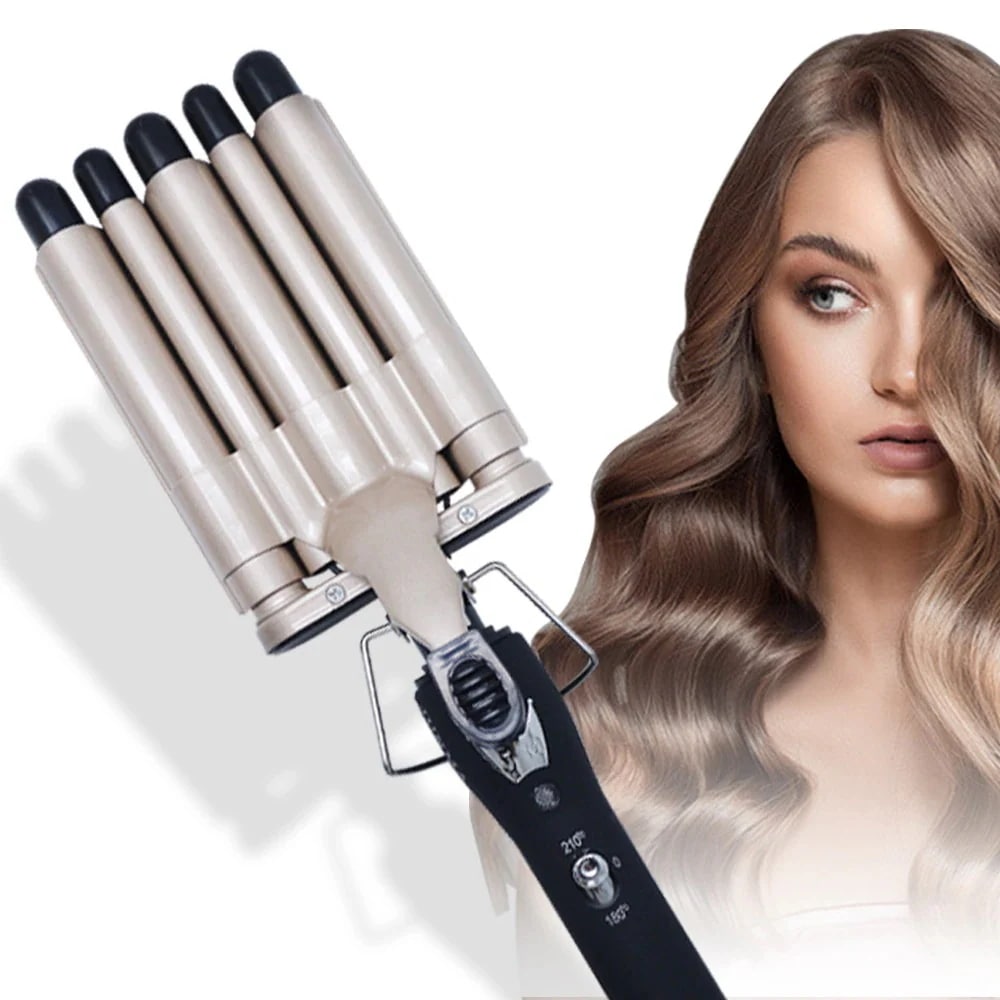 ヘアストレート＆カール ヘアアイロン セラミック トリプルバレル ヘアアイロン 5バレル スタイラー 携帯便利 旅行