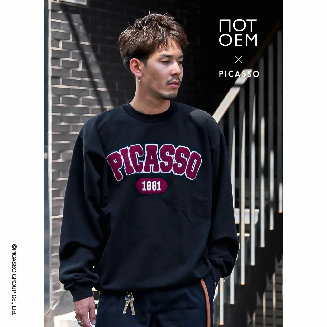 NOT OEM ピカソ スウェット トップス PICASSO Chenill Logo/SW BLACK ノット オーイーエム シェニールロゴ ( ブラック 黒 メンズ レディース NOT-32 )