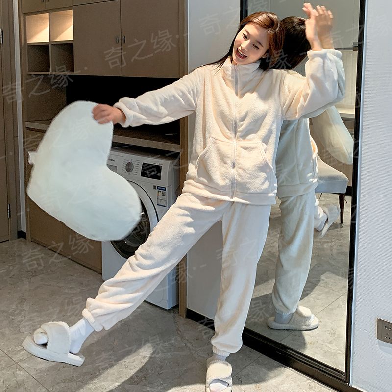 ナイトウェア 上下セット コーラルフリース パジャマ 着ぐるみパジャマ レディース 裏起毛 寝間着 部屋着 厚手 セットアップ ルームウェア