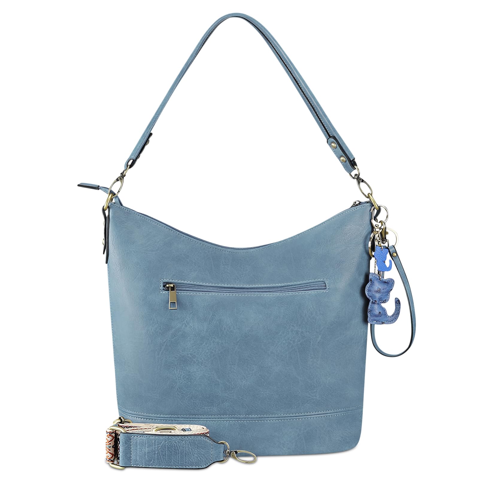 [FUKUYIN] ショルダーバッグ レディース 3WAY レザー トートバッグ 鞄 レディース 大容量 肩掛け 斜め掛けバッグ 3本ストラップ 付き おしゃれ シンプル 軽量 通勤 通学 ギフト (