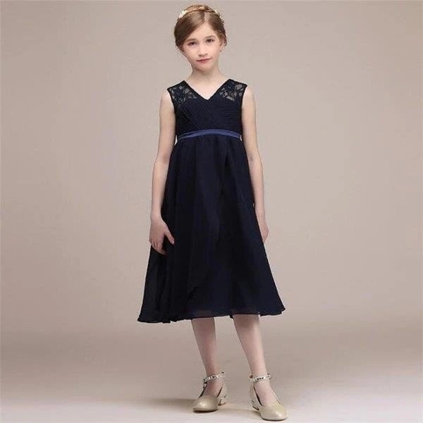 子供ドレス フォーマル ミディアム丈 ワンピース ジュニアドレス シフォン パーティー 結婚式 ピア