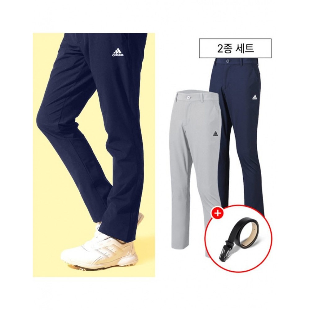 アディダスゴルフ 2ピースセット/アディダス SS KR コアメンズゴルフパンツ H64612 H64613 + ミズノゴルフベルト