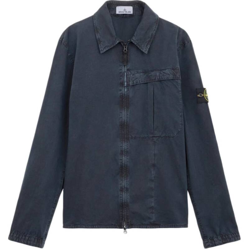 ディモントストーン メンズ ロゴパッチ コットンオーバーシャツジャケット(ネイビー) 8115103WN V0120