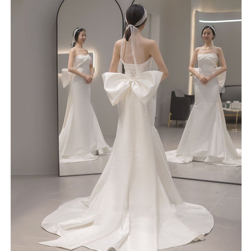 【高.品.質】2024 新作 高級感 気質 ワンピース 結婚式 ドレス 花嫁ロングドレス 結婚式ワンピース 韓国ファッション パーティードレス ウェディングドレス 白51