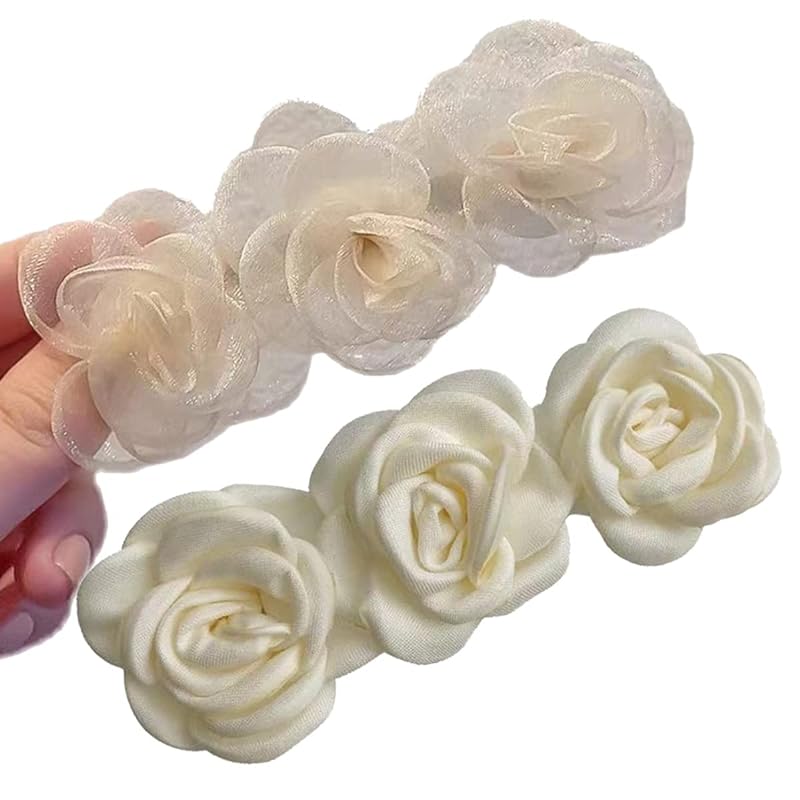 天女のヘアピン おしゃれ 髪飾り 花 ばれった ヘアクリップ バレッタ 髪留め ヘッドドレス かんざし 白 前髪クリップ 大人 ヘアアクセサリー 女の子 夏の椿のヘアピン 2枚