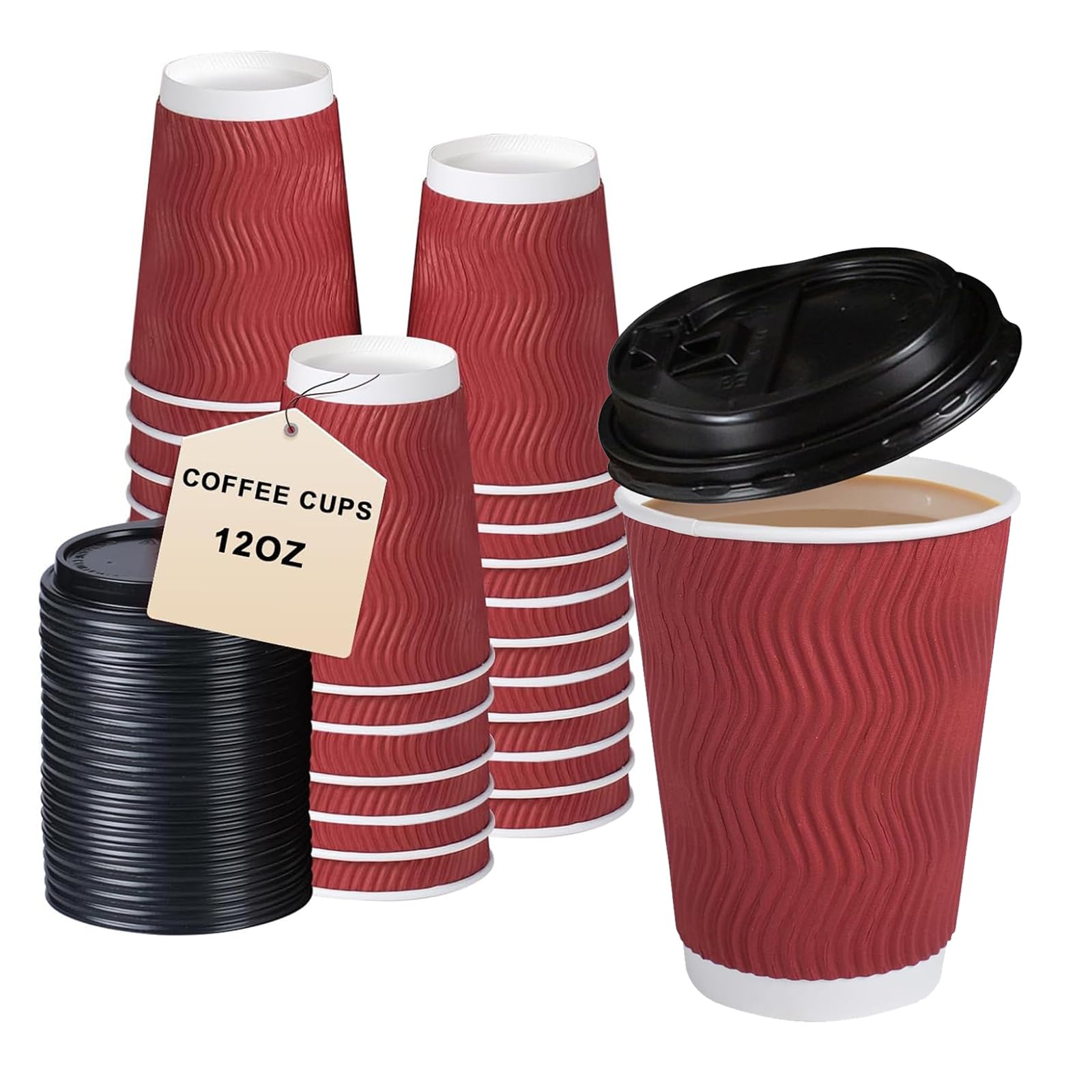 明日まで値下げ紙コップ 使い捨て 蓋付き 100個入セット コーヒー カップ 耐熱 業務用 テイクアウト カフェ ホットドリンク 紙コップ 三重断熱紙コップ 厚紙 カップ ドリンクカップ お茶カップ
