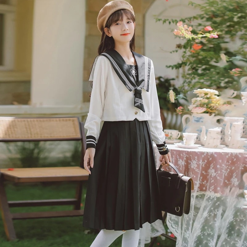 【1つ買うと10つ無料】ユニフォームスカートシルバー3スーツカレッジスタイル女性ミドルウェディング服の学校ユニフォームセット