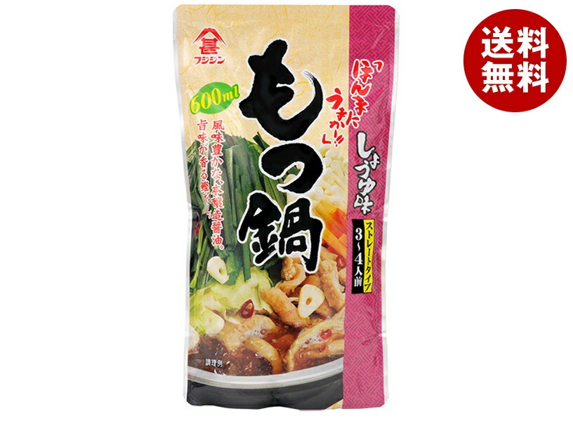 富士甚醤油 もつ鍋しょうゆ味 ストレート 600ml＊12袋入＊(2ケース)