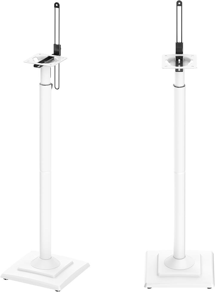 スピーカースタンド スピーカーマウント 白 耐荷重5kg 中小型スピーカー 高さ調整可能 ポール型 本棚スピーカー用 2本セット 日本語説明書付き(ホワイト)
