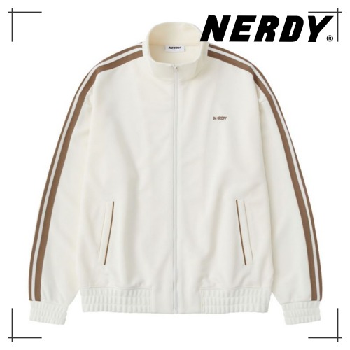 NERDY 公式正規品 ジャカード テープ トラックトップ(25SS) Ivory 韓国ファッション
