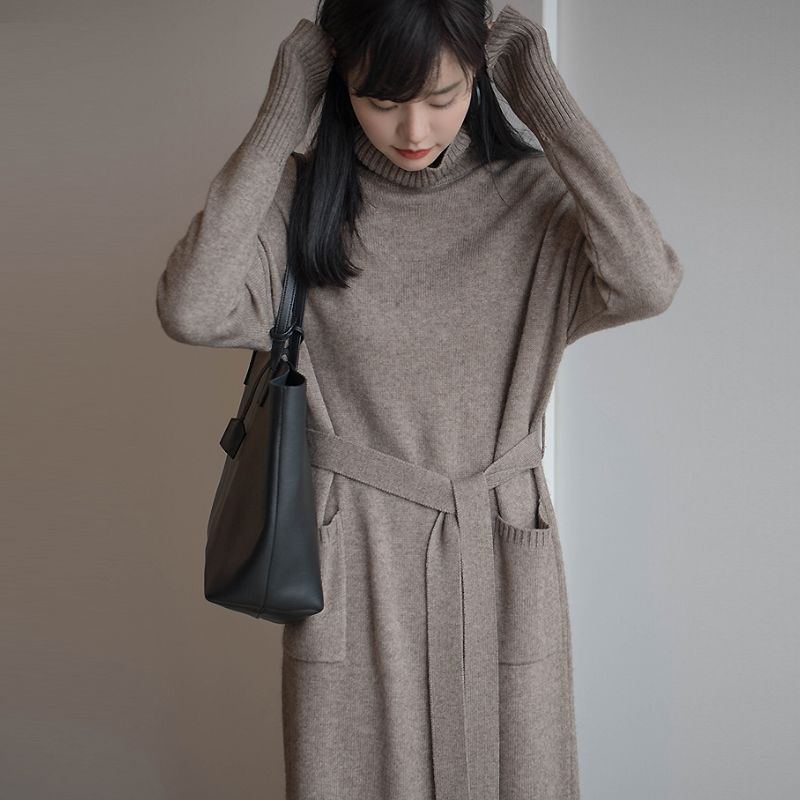 秋冬 ワンピース ドレス ワンピースワンピース ロング 着痩せ ゆったりスウェット ワンピース セクシー ニットワンピース ワンピース ハイネック ベーシックニット 冬の